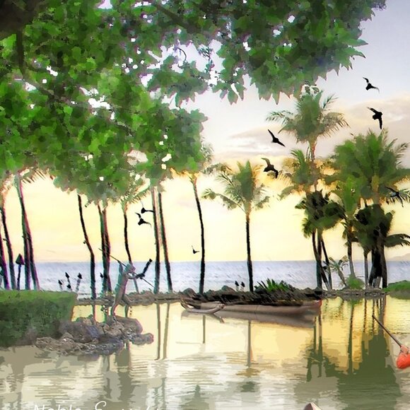 4x6 Fantasy Landscape Composite Oil Painting Art Print - Picture 3 of 9